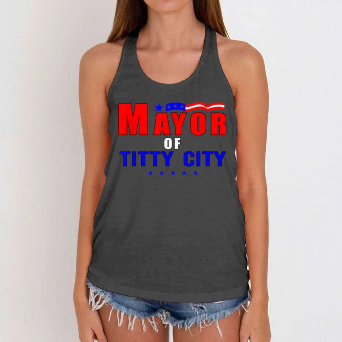 Mayor Of Titty City Apparel Women's Knotted Racerback Tank