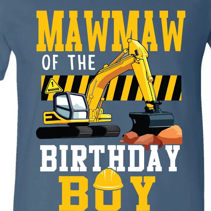 Mawmaw Of The Birthday Boy Construction Worker Bday Party V-Neck T-Shirt