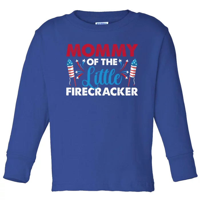 Mommy Of The Little Firecracker 4th Of July Birthday Party Gift Toddler Long Sleeve Shirt