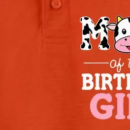 Mom of The Birthday Farm Cow Mommy Mama 1st Dry Zone Grid Performance Polo