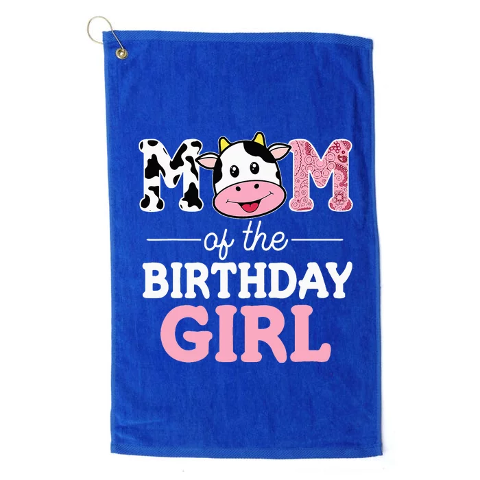 Mom of The Birthday Farm Cow Mommy Mama 1st Platinum Collection Golf Towel