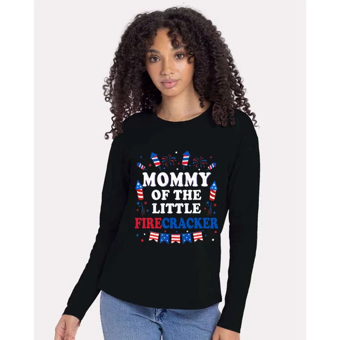 Mommy Of The Little Firecracker 4th Of July Birthday Party Gift Womens Cotton Relaxed Long Sleeve T-Shirt