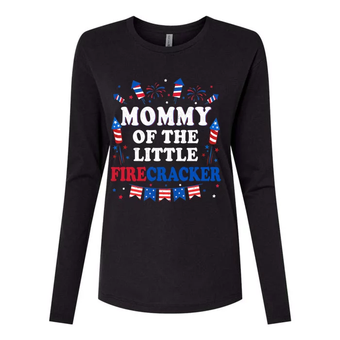 Mommy Of The Little Firecracker 4th Of July Birthday Party Gift Womens Cotton Relaxed Long Sleeve T-Shirt