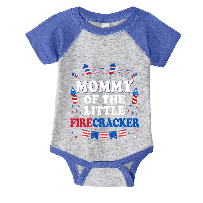 Mommy Of The Little Firecracker 4th Of July Birthday Party Gift Infant Baby Jersey Bodysuit