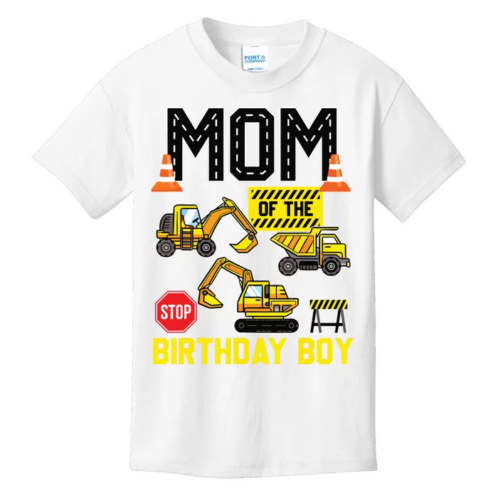 Mom Of The Birthday Boy Construction Worker Bday Party Kids T-Shirt