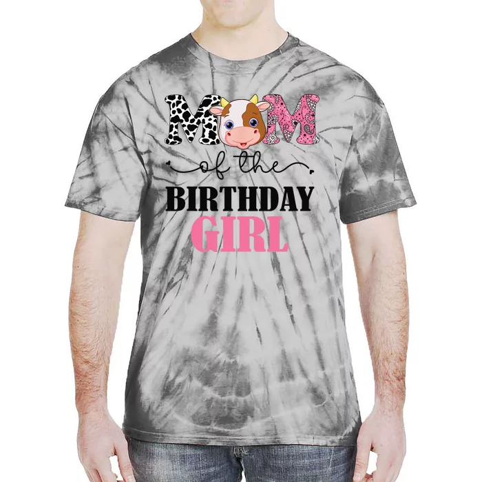 Mom of The Birthday Farm Cow Mommy Mama 1st Tie-Dye T-Shirt