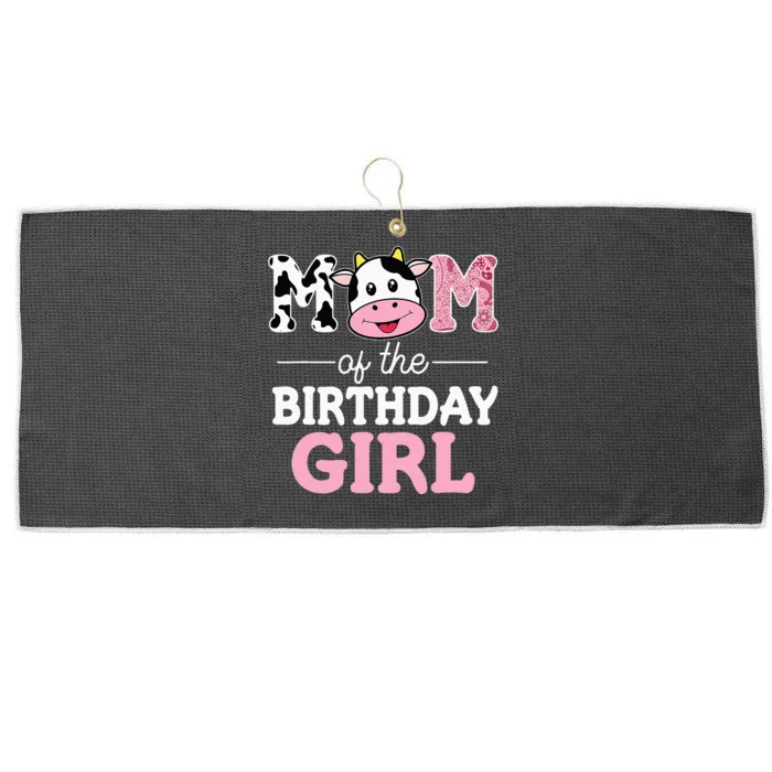 Mom Of The Birthday Girl Farm Cow Mommy Mama 1st Large Microfiber Waffle Golf Towel