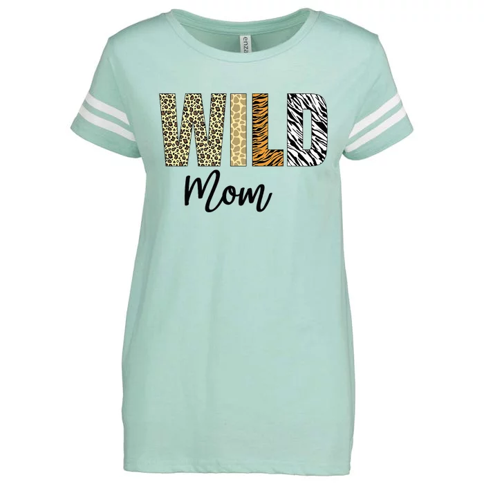 Mom Of The Wild One Zoo Birthday Safari Jungle Animal Enza Ladies Jersey Football T-Shirt