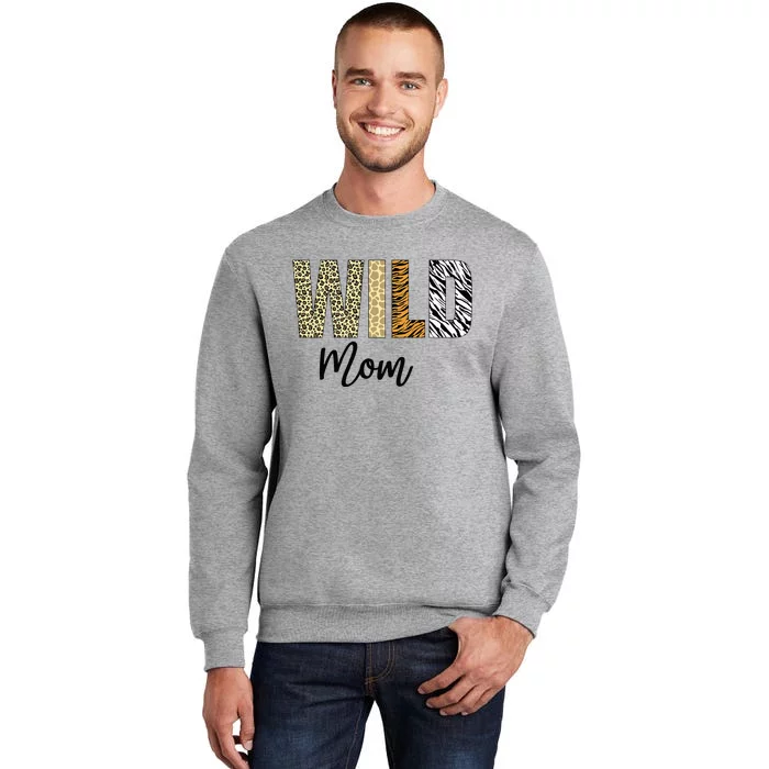 Mom Of The Wild One Zoo Birthday Safari Jungle Animal Tall Sweatshirt