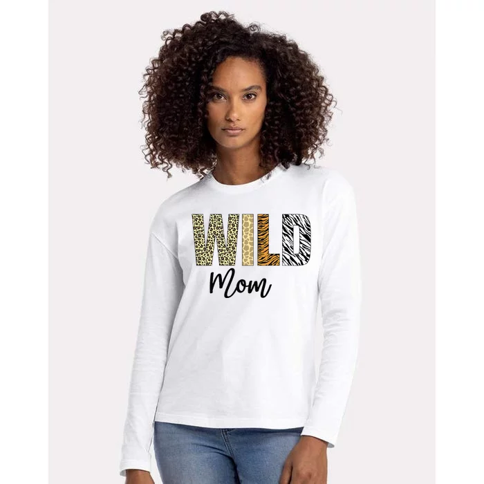 Mom Of The Wild One Zoo Birthday Safari Jungle Animal Womens Cotton Relaxed Long Sleeve T-Shirt