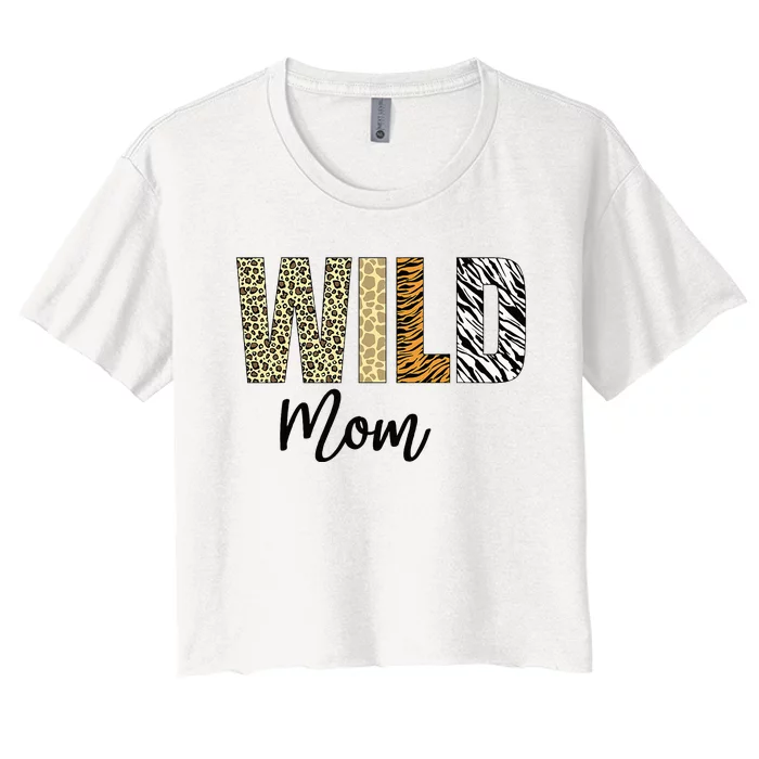 Mom Of The Wild One Zoo Birthday Safari Jungle Animal Women's Crop Top Tee