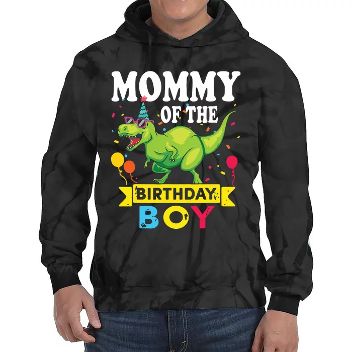 Mommy Of The Birthday TRex RAWR Dinosaur Birthday Tie Dye Hoodie