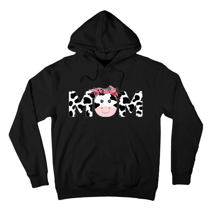 Mom Of The Birthday Mother Girl Cow Farm Cow Mommy 1st Tall Hoodie