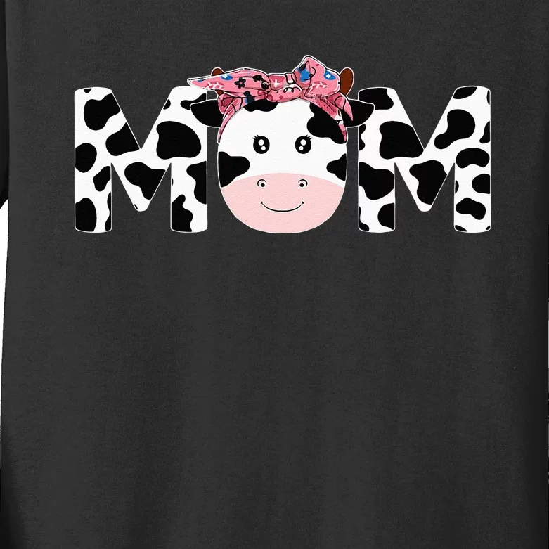 Mom Of The Birthday Mother Girl Cow Farm Cow Mommy 1st Kids Long Sleeve Shirt