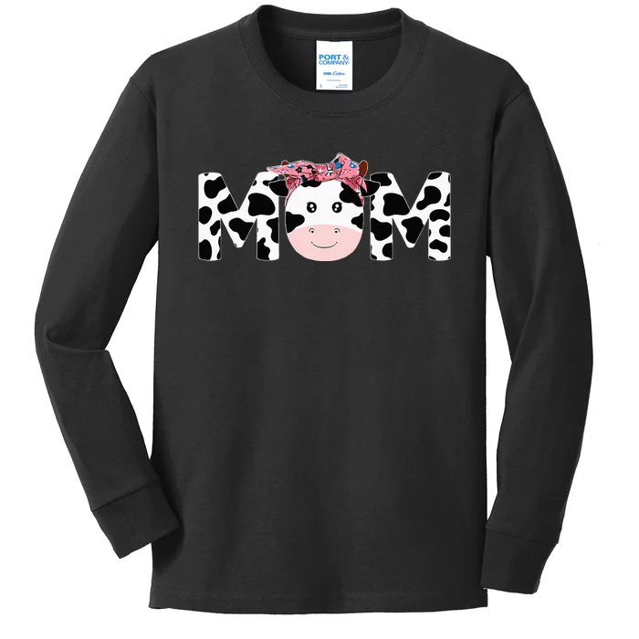 Mom Of The Birthday Mother Girl Cow Farm Cow Mommy 1st Kids Long Sleeve Shirt