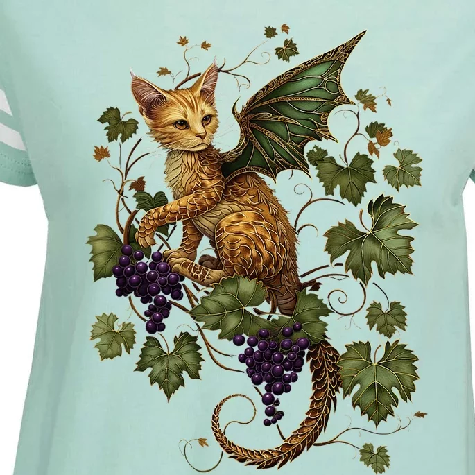 Mystical Orange Tabby Dragon Cat Fae With Grapevines Enza Ladies Jersey Football T-Shirt