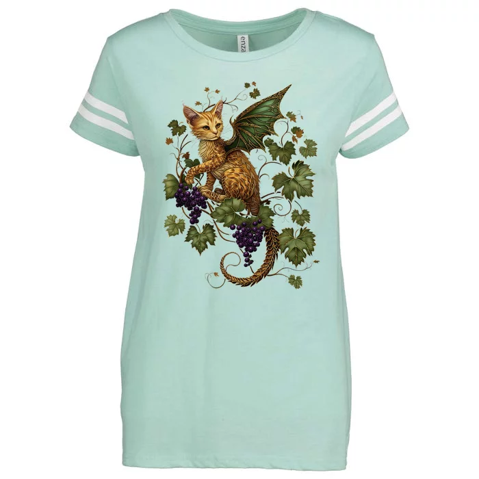 Mystical Orange Tabby Dragon Cat Fae With Grapevines Enza Ladies Jersey Football T-Shirt