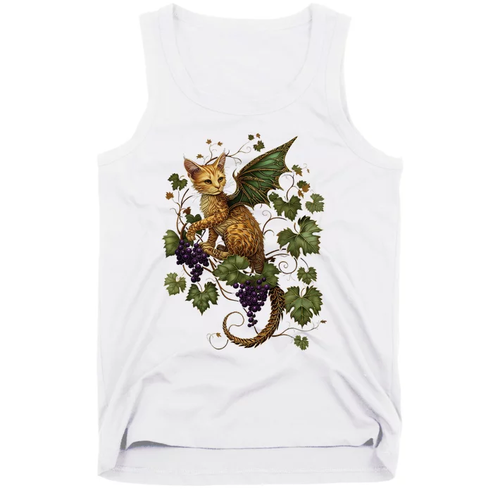 Mystical Orange Tabby Dragon Cat Fae With Grapevines Tank Top