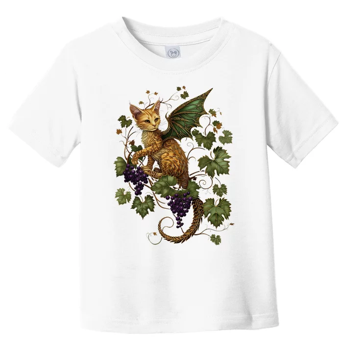 Mystical Orange Tabby Dragon Cat Fae With Grapevines Toddler T-Shirt