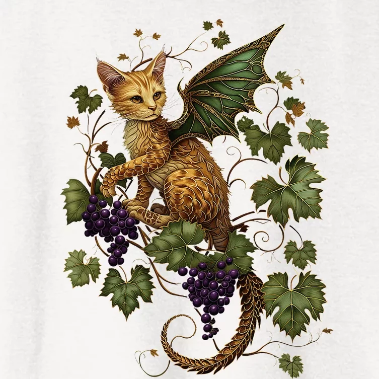 Mystical Orange Tabby Dragon Cat Fae With Grapevines Women's Crop Top Tee