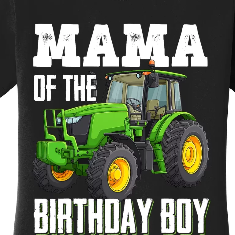 Mama Of The Birthday Boy Family Tractors Farm Trucks Bday Women's T-Shirt