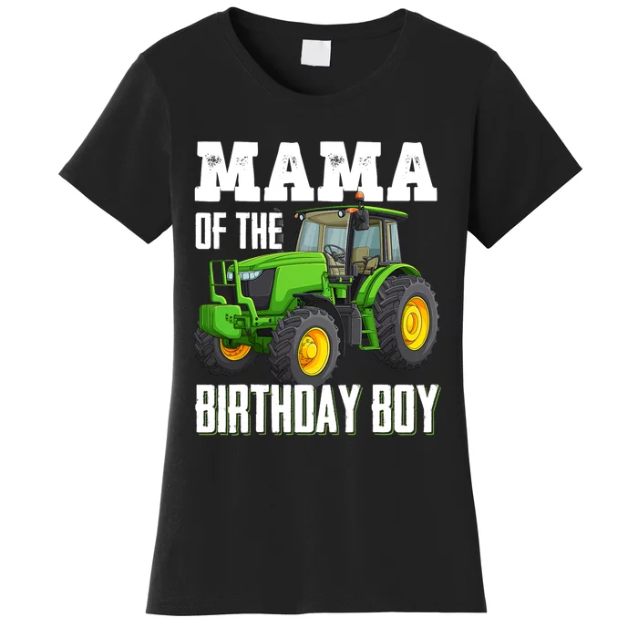 Mama Of The Birthday Boy Family Tractors Farm Trucks Bday Women's T-Shirt