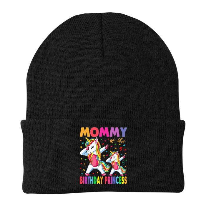 Mommy Of The Birthday Princess Girl Dabbing Unicorn Mom Knit Cap Winter Beanie