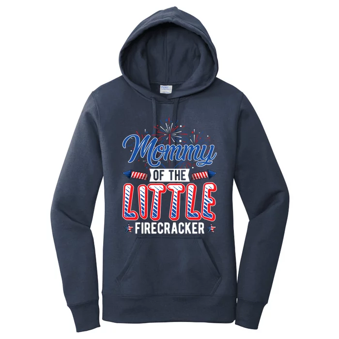 Mommy Of The Little Firecracker Patriotic Pregnancy July 4th Cool Gift Women's Pullover Hoodie