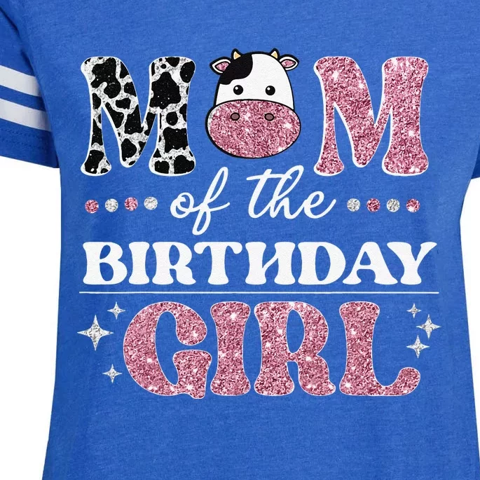 Mom Of The Birthday Cow Farm Birthday Cow Mommy Enza Ladies Jersey Football T-Shirt