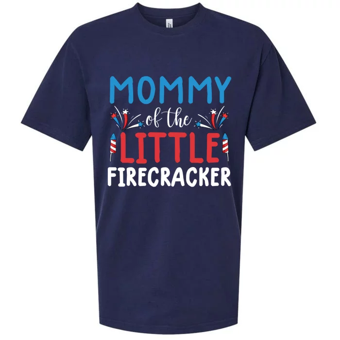 Mommy Of The Little Firecracker Gift Funny 4th Of July Tee Funny Gift Sueded Cloud Jersey T-Shirt