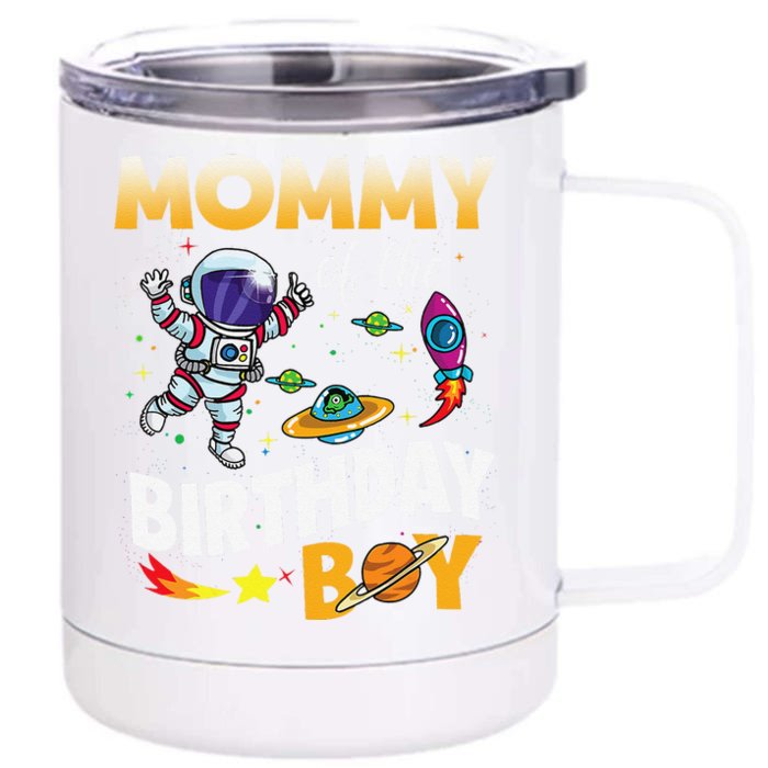 Mommy Of The Birthday Space Astronaut Birthday Family Front & Back 12oz Stainless Steel Tumbler Cup