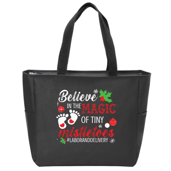 Magic Of Tiny Mistletoes Labor And Delivery Christmas Zip Tote Bag