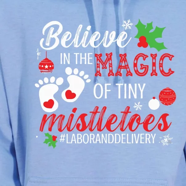 Magic Of Tiny Mistletoes Labor And Delivery Christmas Unisex Surf Hoodie