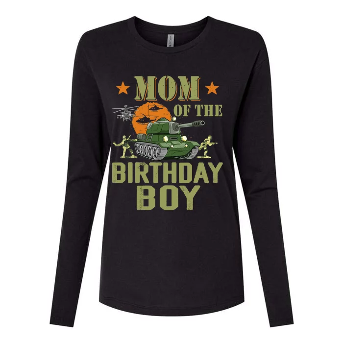 Mom Of The Birthday Boy Army Party Birthday Family Womens Cotton Relaxed Long Sleeve T-Shirt