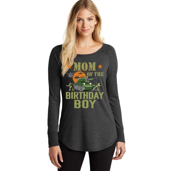 Mom Of The Birthday Boy Army Party Birthday Family Women's Perfect Tri Tunic Long Sleeve Shirt