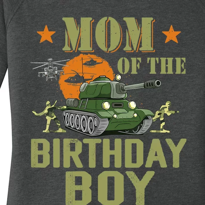 Mom Of The Birthday Boy Army Party Birthday Family Women's Perfect Tri Tunic Long Sleeve Shirt