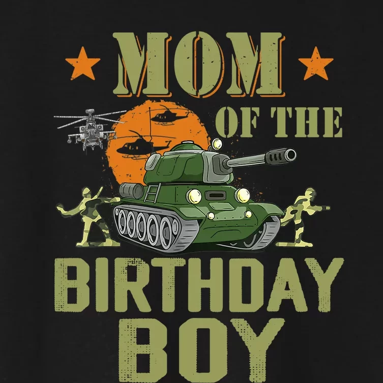 Mom Of The Birthday Boy Army Party Birthday Family Women's Crop Top Tee