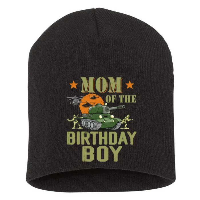 Mom Of The Birthday Boy Army Party Birthday Family Short Acrylic Beanie