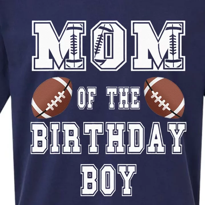 Mom Of The Birthday Boy Football Lover Family Birthday Sueded Cloud Jersey T-Shirt