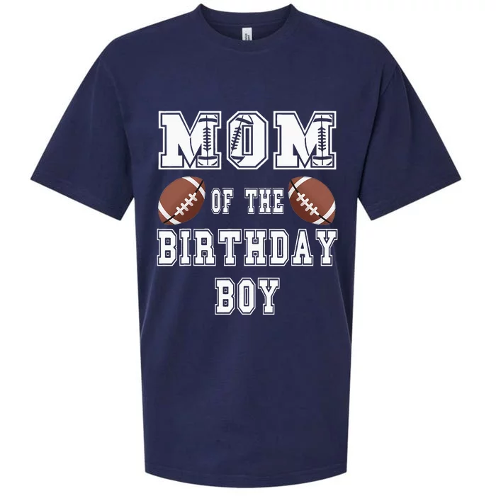 Mom Of The Birthday Boy Football Lover Family Birthday Sueded Cloud Jersey T-Shirt