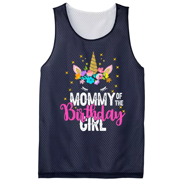 Mommy Of The Birthday Father Gift Unicorn Birthday Mesh Reversible Basketball Jersey Tank