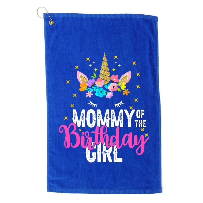 Mommy Of The Birthday Father Gift Unicorn Birthday Platinum Collection Golf Towel