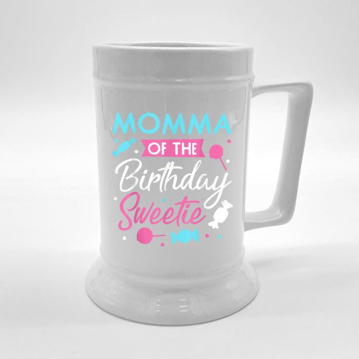 Momma Of The Birthday Sweetie Candy Bday Party Mother Front & Back Beer Stein