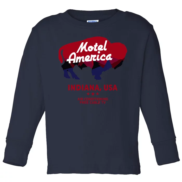 Motel America Indiana, USA Air Conditioning Free Cable TV Toddler Long Sleeve Shirt