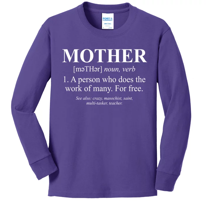 Mother Definition Mother's Day Kids Long Sleeve Shirt