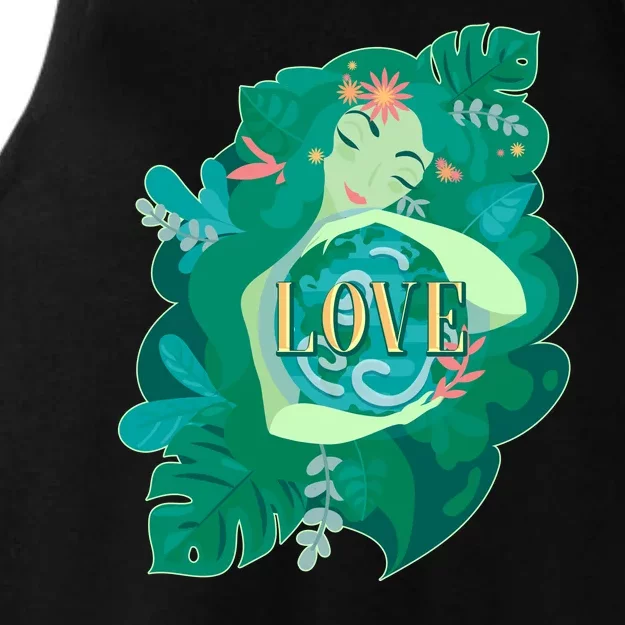 Mother Earth Hugging Earth Love Earth Day Ladies Tri-Blend Wicking Tank