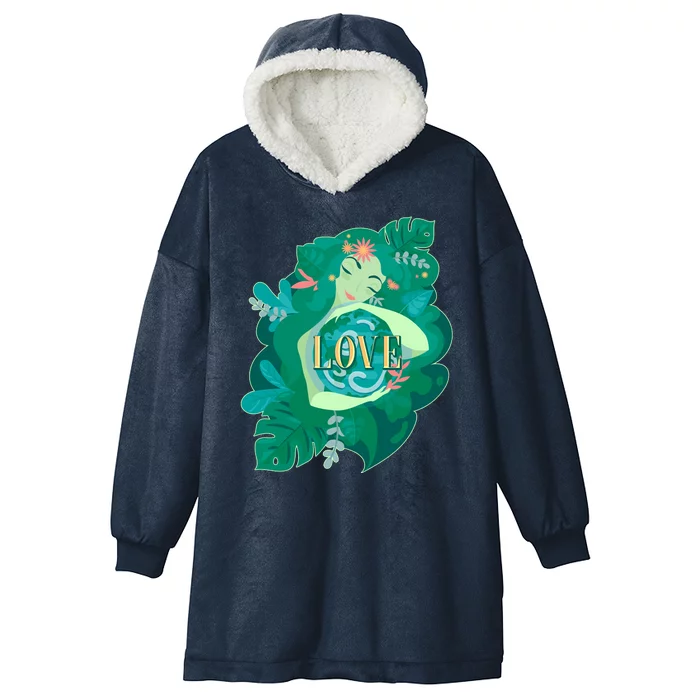 Mother Earth Hugging Earth Love Earth Day Hooded Wearable Blanket