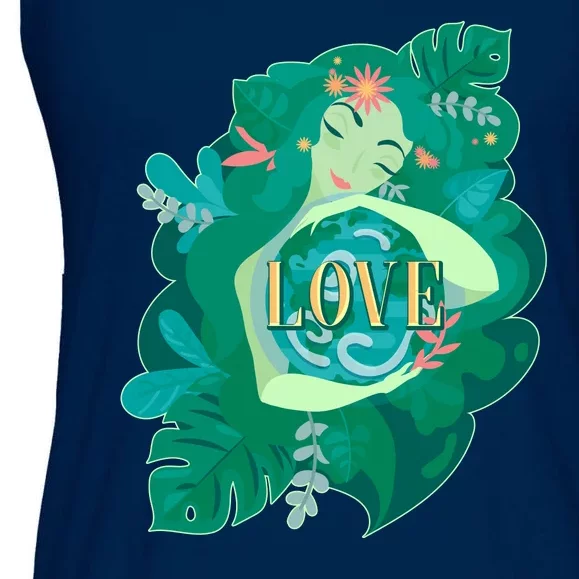 Mother Earth Hugging Earth Love Earth Day Ladies Essential Flowy Tank