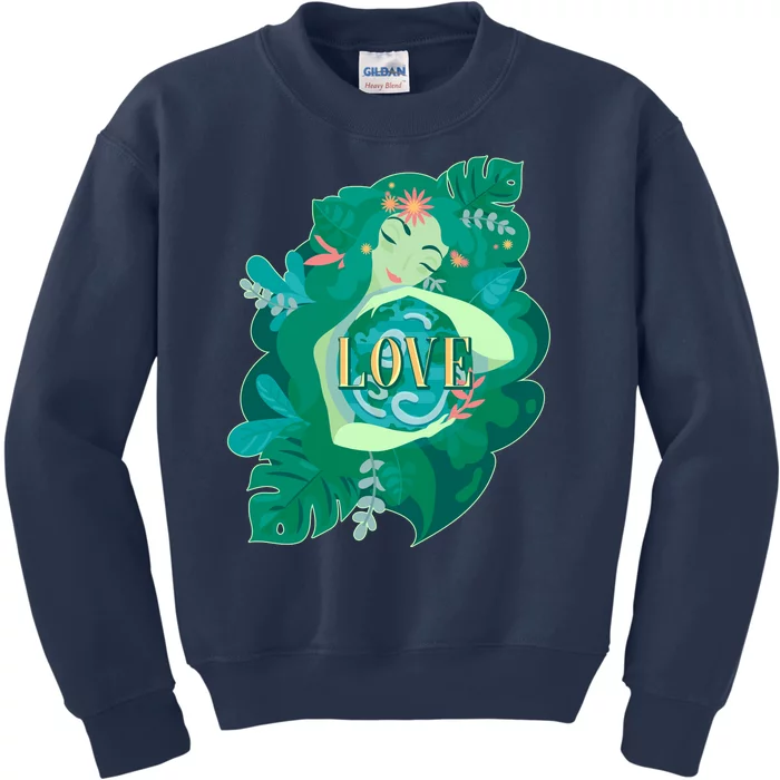 Mother Earth Hugging Earth Love Earth Day Kids Sweatshirt