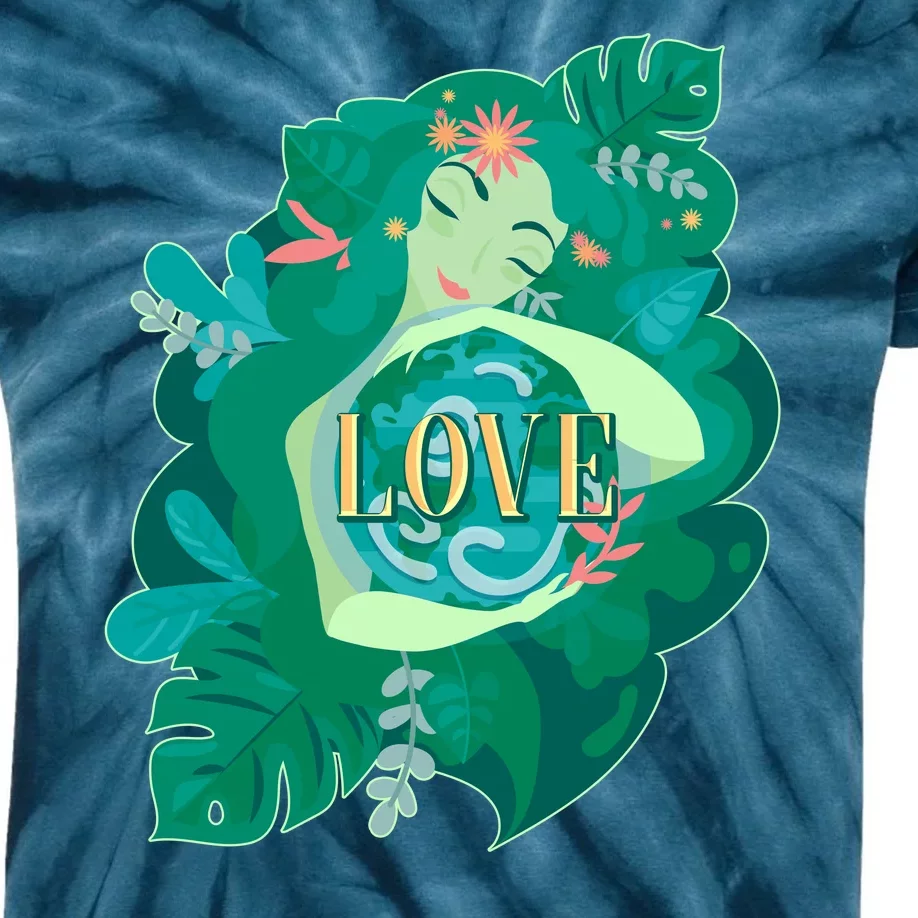 Mother Earth Hugging Earth Love Earth Day Kids Tie-Dye T-Shirt